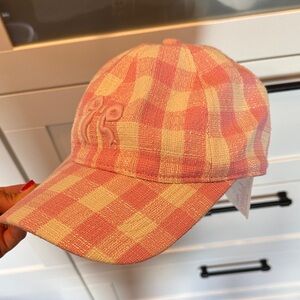 Pink and Cream womens Checkered Cap